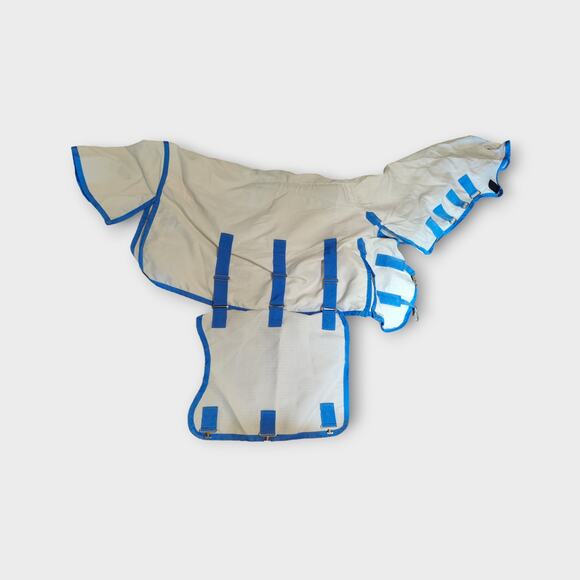 WeatherBeeta Comfitec Sweet Itch Shield Combo Neck Horse Blanket White/Blue 51" - Picture 3 of 6
